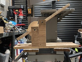 The wooden weapon prototyping frame.