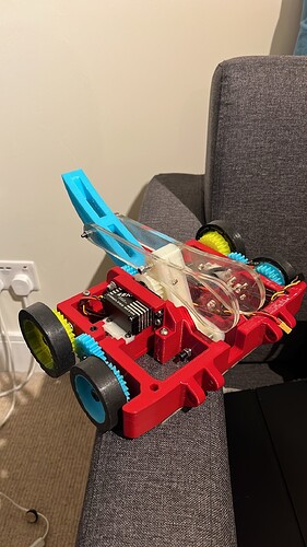 Parts going from red to blue/yellow