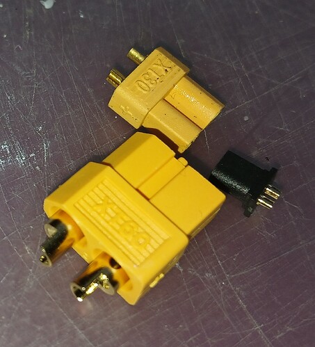 Size comparison of female side of XT60, XT30 and A30 connectors