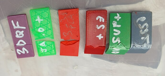 Samples after I tried to break them